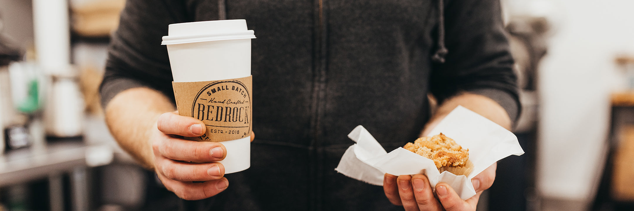 To go cup of coffee with muffin